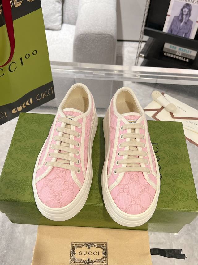 Gucci 23Ss 1977休闲厚底帆布鞋 原版顶级货 细节无敌 底5Cm 码数:35-40 41定做不退换