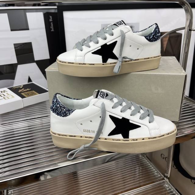 Golden Goose Hi Star厚底小脏鞋升级 升级 绝对 顶级大厂品质 增高 5Cm 鞋垫脚感几乎踩感觉 鞋口牛皮里和羊京后跟藏了厚厚海绵完全解决了磨