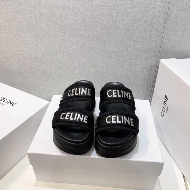 冲量价: Celine 交叉凉鞋，高品质 23Ss最新织带交叉拖鞋，厚底上脚非常显高！ 特别显腿瘦！闭眼入吧，姐妹们～ 码数：35-40。 40订做