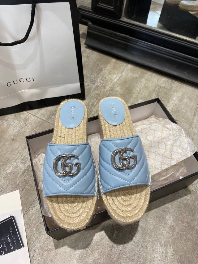 Gucci 官网新款渔夫鞋，官网同步，永不过时，超级舒适，四季都可以穿，上脚超美绗缝真皮徽标渔夫鞋。面料进口羊皮，内里羊皮，3色可选 码数：35-42。