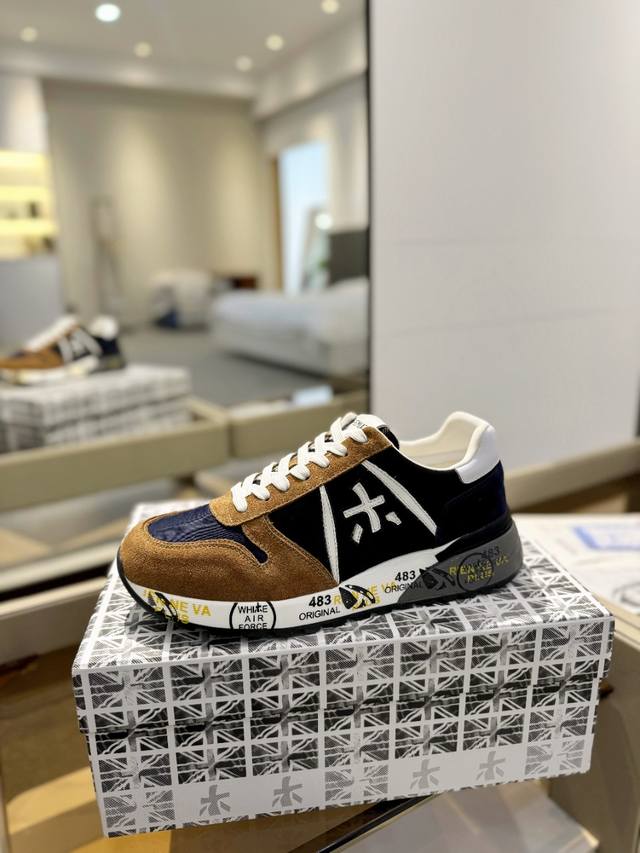 普瑞米亚达 Premiata Lander Trainers 兰诺系列米字低帮复古百搭 休闲训练运动鞋 Premiata是意大利品牌。Premiata依据国际高