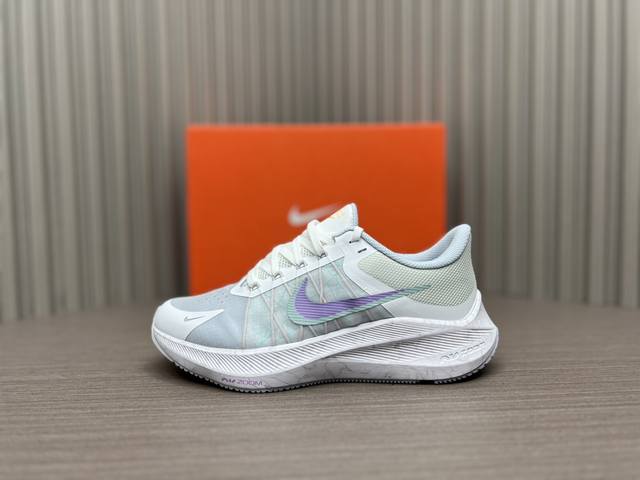 白灰紫 36～39 纯原版本 Nike Air Zoom Winflo 8 轻盈透气 运动跑步鞋 白灰紫 Cw3421-102 Nike Zoom Winflo