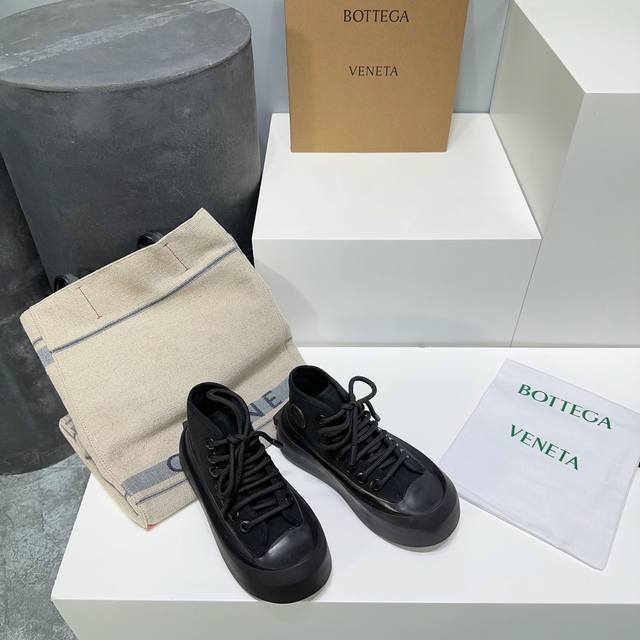 高品质出厂 ！情侣款bottega Veneta24春夏新款高帮bv最新ivulcan系列情侣款休闲运动鞋！松糕厚底圆头帆布鞋！ 顶级版本原版购入开发做货 Bv