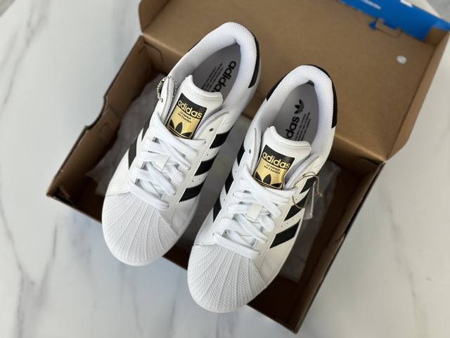 Adidas Superstar Xlg 阿迪金标 贝壳头厚底款低帮休闲板鞋 市售最强版出货，全鞋百分百原材料头层牛皮，全鞋电脑针车 Logo针车间距针数原版一