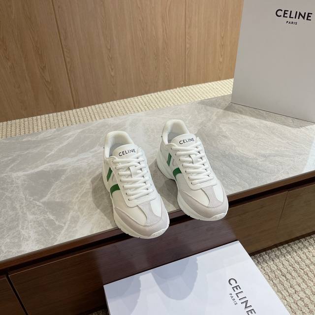 顶级版 Celine赛琳新款小白鞋 运动鞋 老爹鞋 情侣款专柜同步款小红书种草系列 简单舒服，经典百搭，增高显腿细，运动时尚都能兼顾 头层牛皮鞋面网面内里tpu