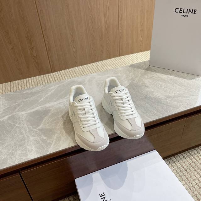 顶级版 Celine赛琳新款小白鞋 运动鞋 老爹鞋 情侣款专柜同步款小红书种草系列 简单舒服，经典百搭，增高显腿细，运动时尚都能兼顾 头层牛皮鞋面网面内里tpu