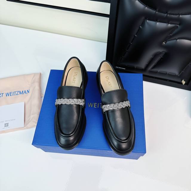 Stuart Weitzman SW PALMER PENDANT LOAFER乐福鞋 进口小牛皮混种羊内里 原版开模大底 码数35-39 34 40订做