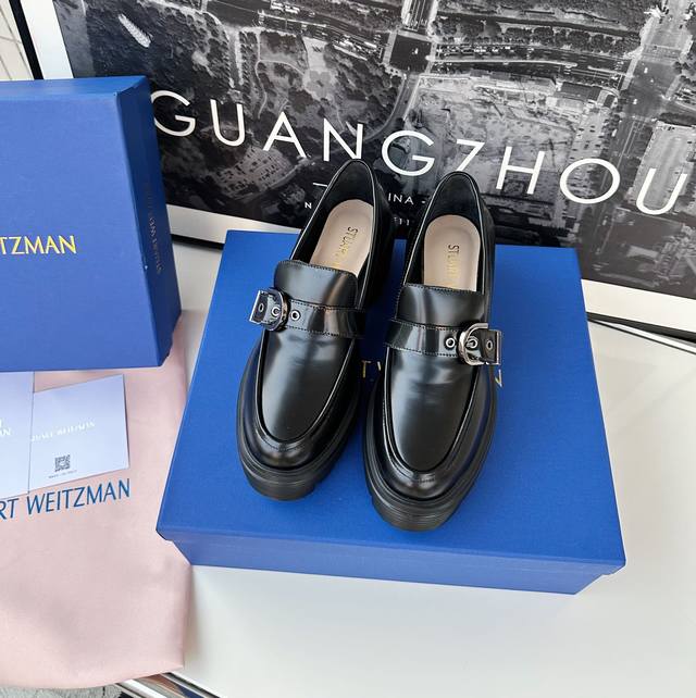 Stuart Weitzman SW MAVERICK SOHO LOAFER 厚底扣带学院风乐福鞋 进口开边珠混种羊内里 原版开模发泡大底 码数35-39 3