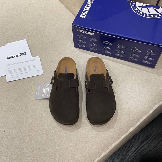 BIRKENSTOCK 博肯半拖 顶级版本 鞋面牛反毛皮 垫脚牛反毛皮 EVA发泡底 码数35-45 深咖色 粉色 灰色 栗色 沙色 羚羊棕 支持无痕一件代发