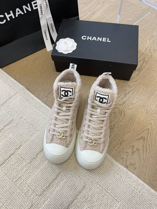 Chanel 新品饼干大头鞋高低帮 顶级版本！对版尼龙毛织面料 原版一致耐磨发泡底 码数：35-41 定制不退不换