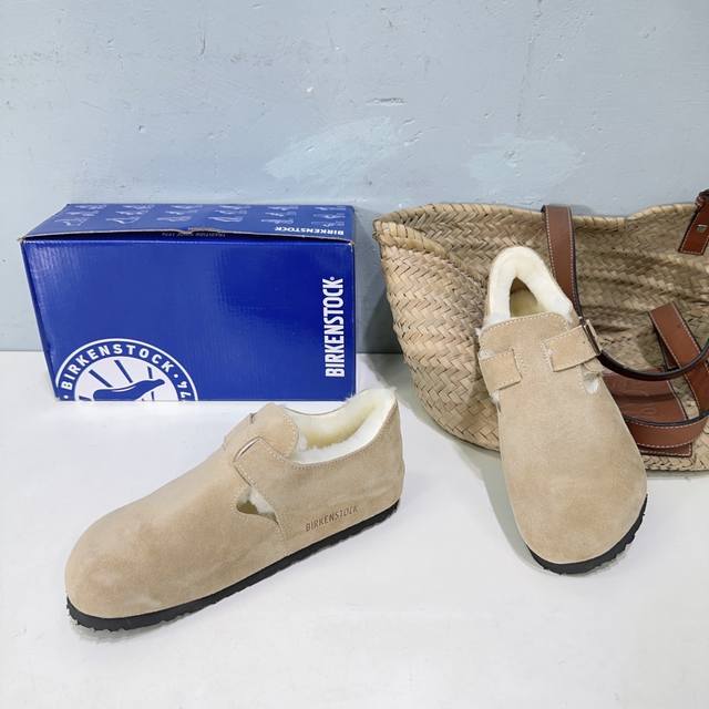 高品质出厂半拖 ！包子鞋 ！小众潮牌情侣款！BIRKENSTOCK 勃肯24ss秋冬新色休闲懒人鞋保暖羊毛包头半拖、包子鞋秋冬人手必备一双的勃肯鞋。乳木软胶鞋底